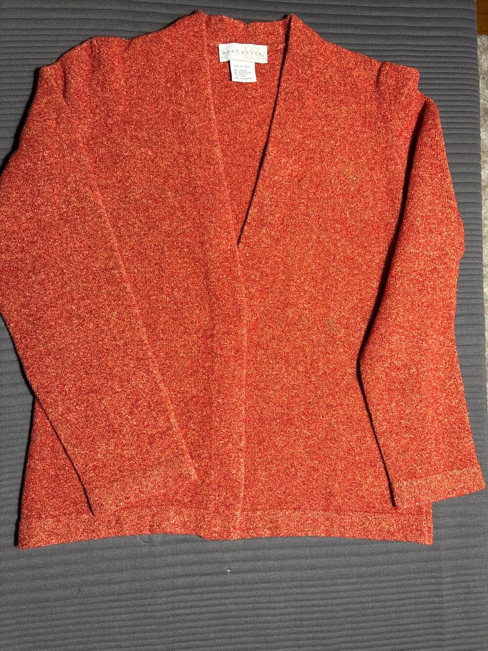 Doncaster Orange Cardigan Sweater Size S/Medium